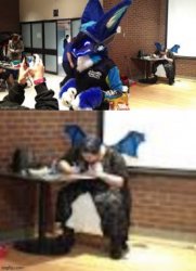 Furry vs giga Chad Meme Template