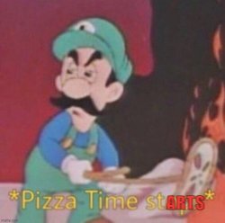 Hotel Mario pizza time starts Meme Template