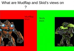 What are Mudflap and Skid's views on X Meme Template