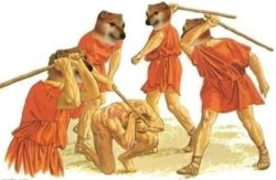 Doge beating human Meme Template