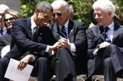Obama, Biden and Clinton at Senator "KKK" Byrd's funeral Meme Template