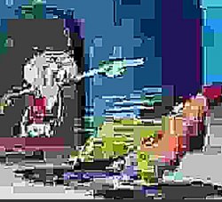 Some extremely low quality SpongeBob JPEG Meme Template