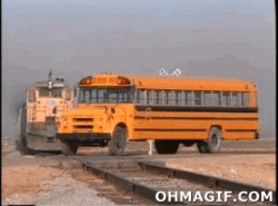 train hitting bus gif Meme Template