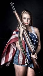Patriotic woman American flag rifle m1 Garand Meme Template