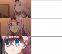 Panicked Chika 3-paneled Meme Template