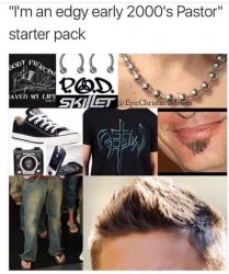 Edgy 2000s pastor starter pack Meme Template