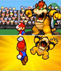 Mario beating Bowser Meme Template