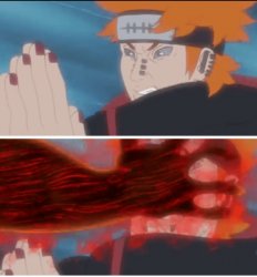 Pain getting grabbed by naruto Meme Template