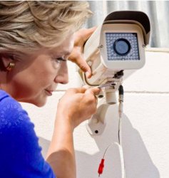 Hillary tampering with security camera Meme Template