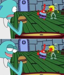 Spongebob just eating Burger Meme Template
