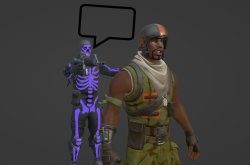 Skull Tropper pointing a Gun at a player Meme Template