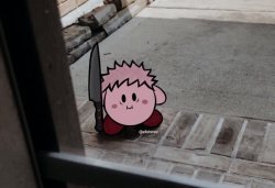 Itadori as kirby with a knife by your window from jujutsu kaisen Meme Template