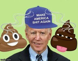 Biden poop heads symbol blue hat Meme Template