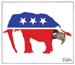 The Republican elephant run from the wrong end by Donald Trump Meme Template