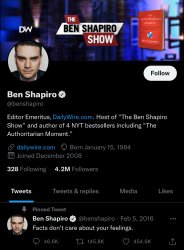 Ben Shapiro Twitter account Meme Template