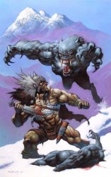 Barbarian vs Werewolf painting Meme Template