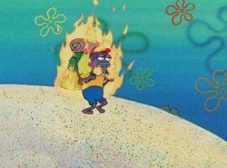 Burning backpack guy SpongeBob Meme Template