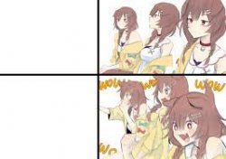 anime girls bored to excited Meme Template