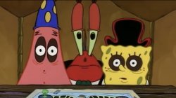 Spongebob and patrick with mr krabs behind them Meme Template