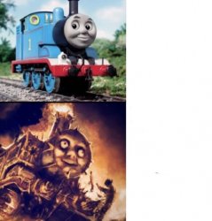 Thomas Vs Hellish Thomas Meme Template