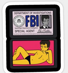 Fox Mulder Simpsons FBI badge Meme Template