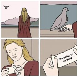 Pigeon gives message Meme Template