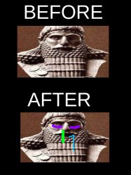 Before and After(sick/tired ancient king) Meme Template