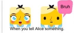 When you tell Alice something Meme Template