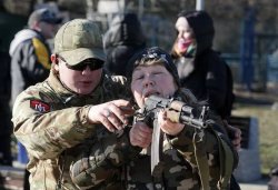 Ukrainian woman pointing rifle Meme Template