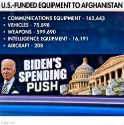 Biden spending and lost equipment in Afghanistan Meme Template