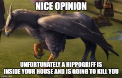 Nice opinion unfortunately a hippogriff is inside your house... Meme Template