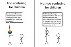 LGBTQ Too confusing for children Meme Template