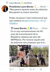 Laura Borràs RT i menció a ella mateixa Meme Template