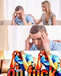 a woman calms her husband Meme Template