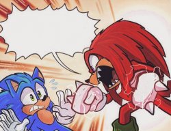 Knuckles yelling at Sonic Meme Template
