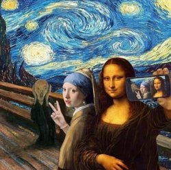 Mona Lisa girl in a Pearl earring scream photobomb Meme Template