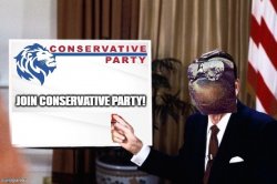 Sloth Ronald Reagan join conservative party Meme Template
