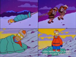 Homer being dragged by sherpas Meme Template