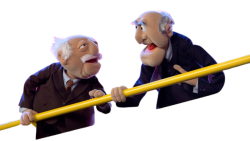 Statler and Waldorf Transparent Background Yellow Railing. Meme Template
