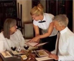 WOMAN, WAITRESS, MAN, RESTAURANT Meme Template