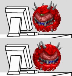 Cacodemon At Computer Meme Template
