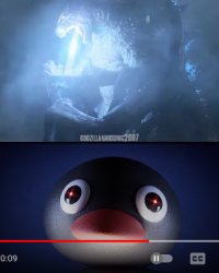 Noot Noot Godzilla edition Meme Template