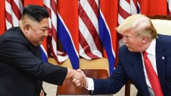 Kim Jong-un Donald Trump handie handshake bow down Meme Template