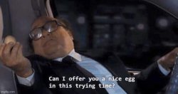 DEVITO OFFER YOU AN EGG IN THIS TRYING TIME Meme Template