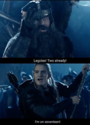 Legolas Gimli Competition with text Meme Template