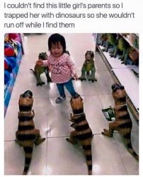 Girl trapped by dinosaurs Meme Template