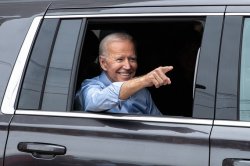 Biden points from his limo Meme Template