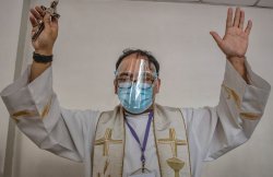 Priest wearing mask Meme Template