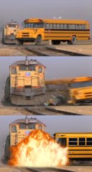 bus crashes into train after train hits bus Meme Template