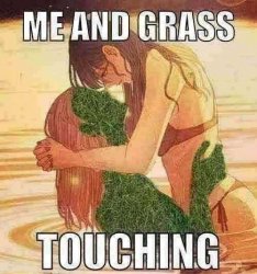 me and grass touching Meme Template